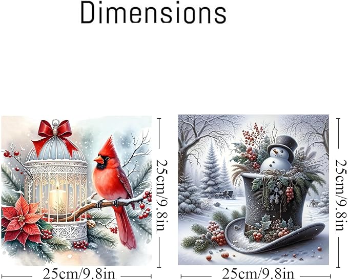 2 pack Snowman Paint by Numbers Kit for Adults Beginner With Framed,Winter Cardinal Easy Adult Paint by Number Kits on Canvas DIY Painting for Beginners Art by Numbers for Home Wall Decor 10x10 Inch