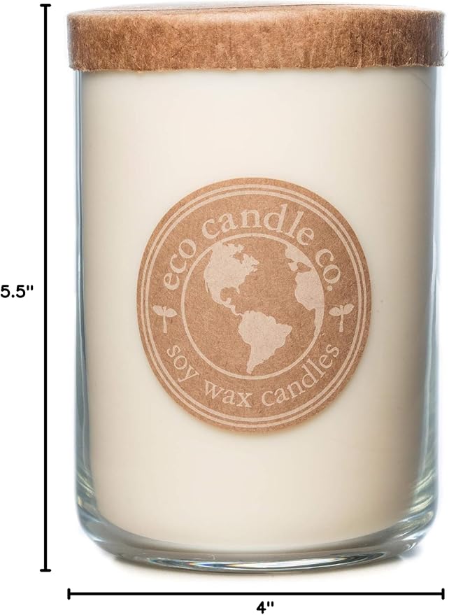 ECO CANDLE CO. Recycled Candle, Warm Vanilla, 26 oz. - Scents of Rich Vanilla - 100% Soy Wax, No Lead, Kraft Paper Label & Lid, Hand Poured, Phthalate Free, Made from Midwest Grown Soybeans