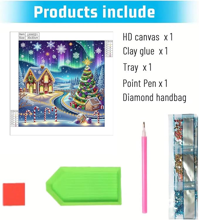 5D Aurora Xmas House Special Shape Diamond Art Kits for Beginners, Christmas Winter Theme Diamonds Painting Kits for Adults,DIY Crystal Rhinestones Diamond Paintings for Home Wall Decor 12×12Inch