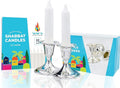 On-The-Go Shabbat Candle Travel Premium Set, 12-3HR Candles and 2 Shabbos Candle Holders