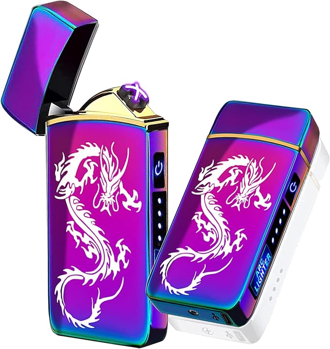 T3 Smart Electric Lighter - USB Rechargeable, Windproof, Flameless, Lightweight Plasma Lighter for Fire, BBQs, Fireworks, Candle, Camping - Outdoors Indoors (Ice Dragon Color)