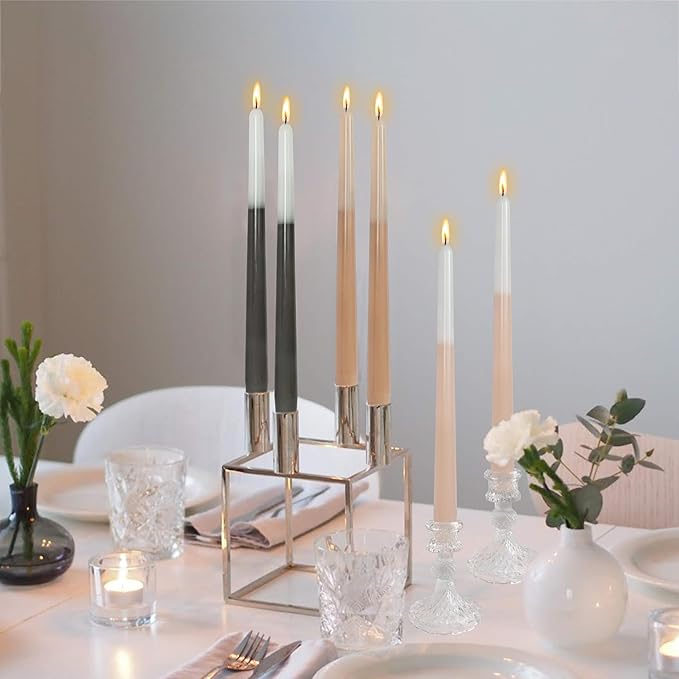 Handmade Bluebell Scented Taper Candles Long Lasting Smokeless Aromatherapy Candles 10 Inch Elegant Gradient Colored Taper Candlesticks for Home Decoration Wedding Set of 6