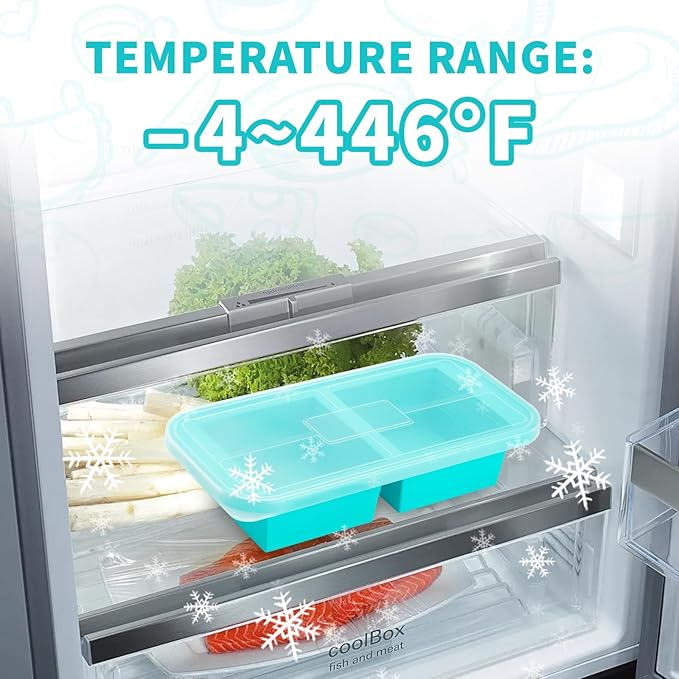 Silicone Freezer Trays with Lid,2 Cup Soup Freezer Container large Ice Cube Molds with Reinforced Steel Ring Top for freezing Soup Sauce Broth Leftovers oven,Easy to demold & Easy Meal Prep Container