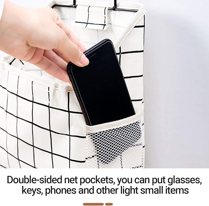 Fabric Wall Hanging Storage Caddy Bag Over the Door Pouch Organizer for Bedroom Bathroom Kitchen (3Pack-B)…