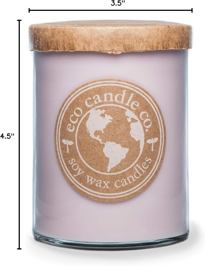 ECO CANDLE CO. Recycled Candle, Pure Lilac, 18 oz. Double Wick - Scents of Pure Lilac Bushes - 100% Soy Wax, No Lead, Kraft Paper Label & Lid, Hand Poured, Phthalate Free, Midwest Grown Soybeans