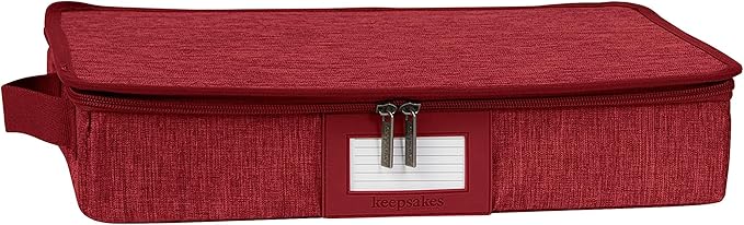 Covermates Keepsakes Zip-Top Storage Box Set, 3 Pack Heavy Duty Polyester Organizer Bins, Stackable Design, ID Window, Reinforced Handles, Closet Home Storage, Red Heather