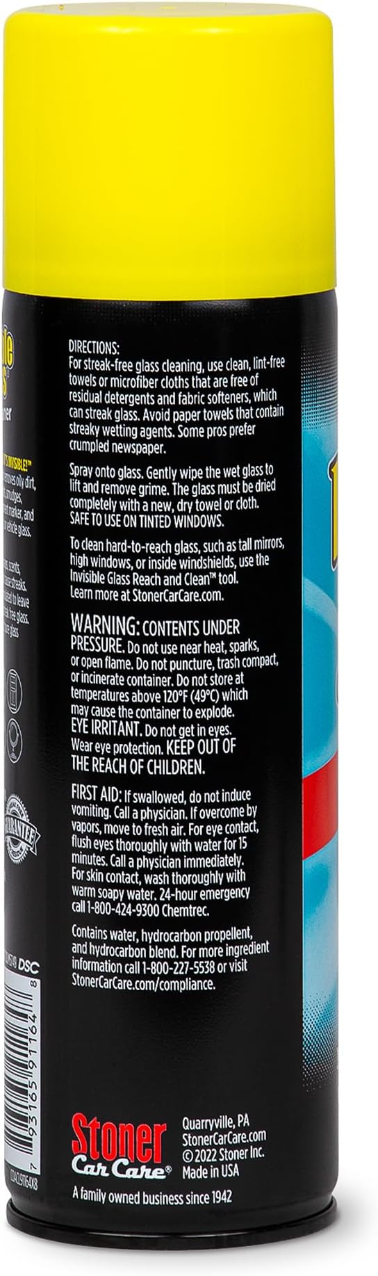 Invisible Glass 91164-3PK Premium Aerosol Glass Cleaner Spray for Car Windshields and Windows, Automotive and Home Window Cleaner, Streak-Free, Ammonia-Free, Tint-Safe – 19 oz (Pack of 3)