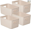 Superio Eco-Friendly Decorative Plastic Basket Open Home Storage Bins Organizer Baskets, Medium (4 Pack) Container Boxes for Organizing Closet Storage Bins for Shelves Drawer Shelf 5 Liter