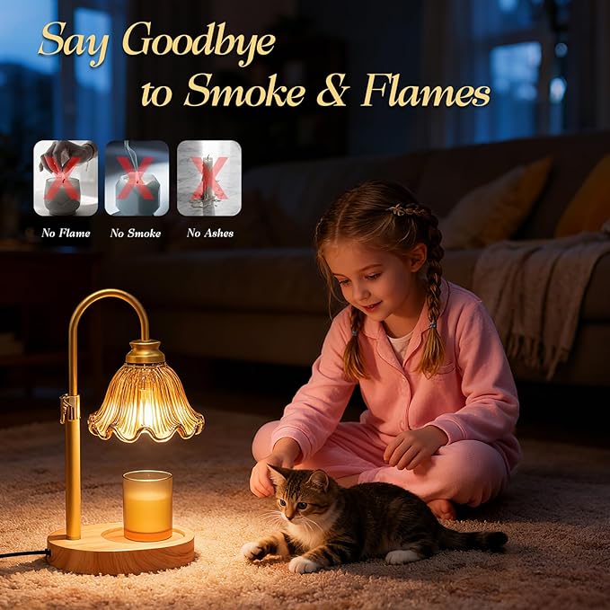Candle Warmer Lamp with Timer & Dimmable 4-Level Brightness - Adjustable Height,for New Home Bedroom, Gifts for Women(Brown2)