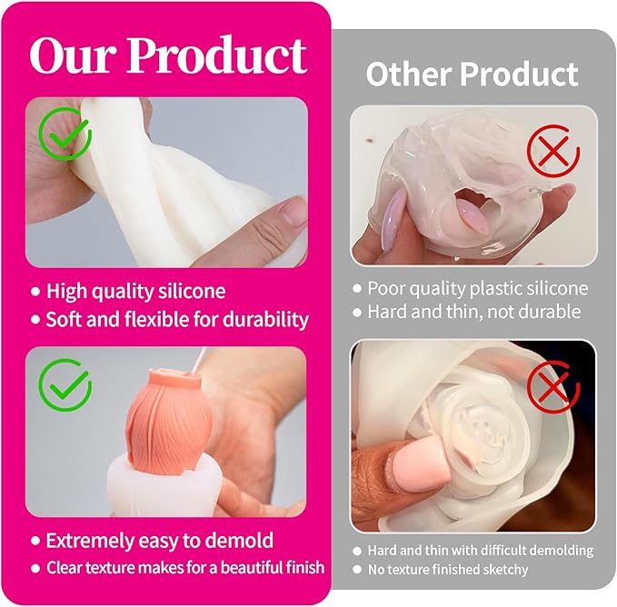 2Pcs Tulip Silicone Candle Flower Wax Mold Silicone for Candles Resin Making Molds Moldes De Silicona para Hacer Velas Artesanales De Silicona,for Making Mothers Day Gifts for Mom Daughter