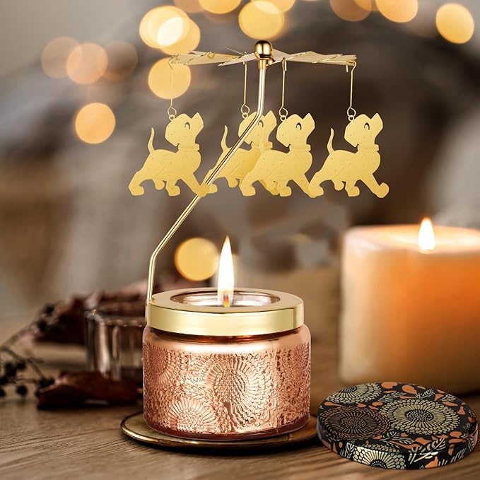 Candle Gifts for Women, Mom, Wife, Girlfriend, Sister, Her, Female Friends, Gifts for Women Birthday Unique, Mothers Day Gift, Anniversary Rotating Candles Gift for Woman (Dog)