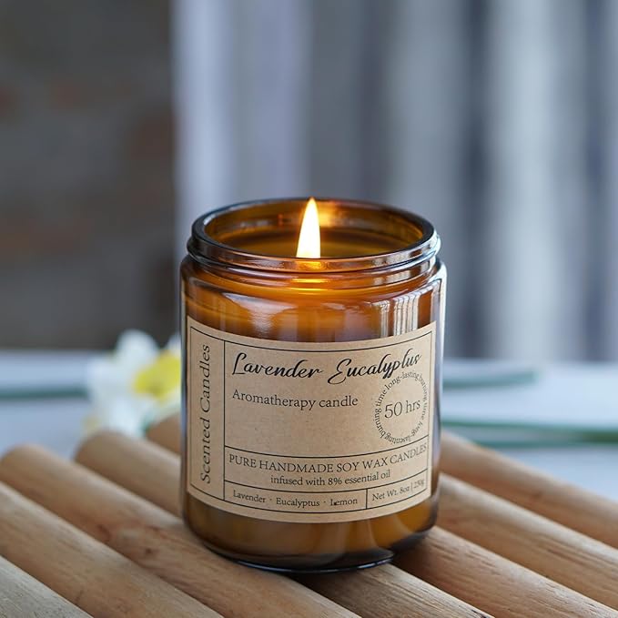 Lavender Eucalyptus Candles for Home Scented - Aromatherapy Candles for Women Relaxation Anxiety Stress Relief Claming Candles Gifts for Birthday Christmas Soy Wax Candle (2pk | 16oz)