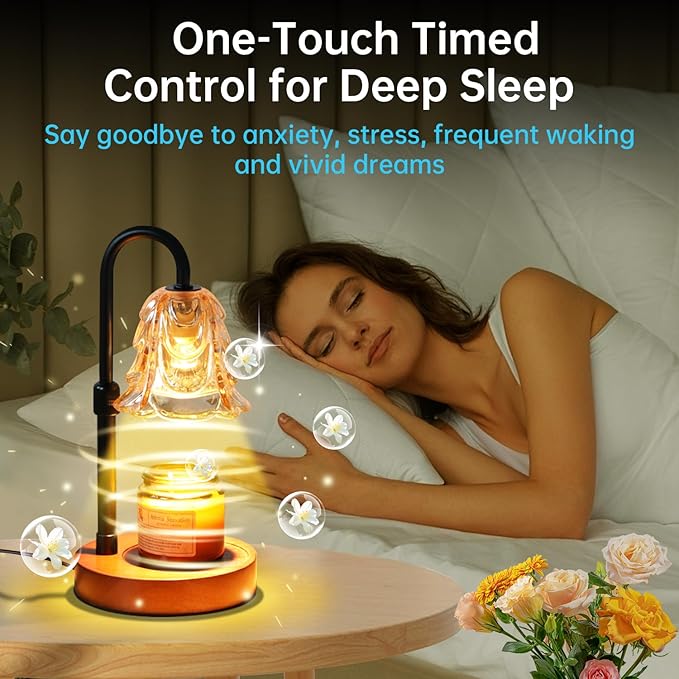 Candle Warmer Lamp with Timer Dimmable, Adjustable Height, House Warming Gifts New Home Decor, Mothers Day Birthday Gifts for Mom Women, Bedroom Decor with 2 Bulbs (Mother's Day Gift)