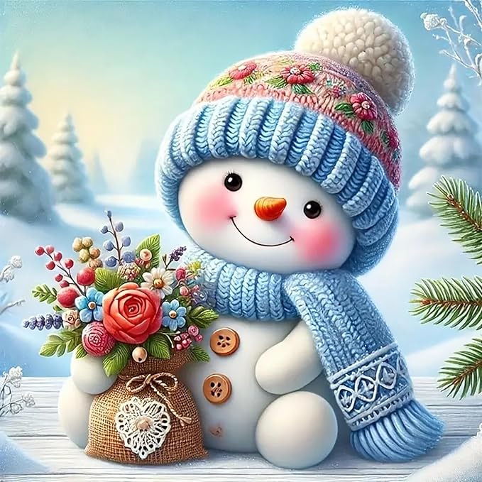 APTDYIGL 5D Christmas Diamond Painting Kits for Adults Beginner,DIY Christmas Snowman Diamond Art Kits for Adults,Round Full Drill Diamond Dots with Gem Art Kits,Home Wall Decor 13.7X13.7inch
