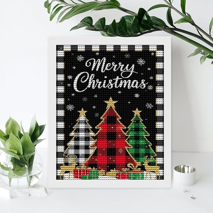 AIVKIEJK Diamond Painting Kits for Adults - Merry Christmas Tree Holiday Painting DIY 5D Full Drill Diamond Dots Paintings with Diamonds Gem Art and Crafts Home Decor 16"x20"