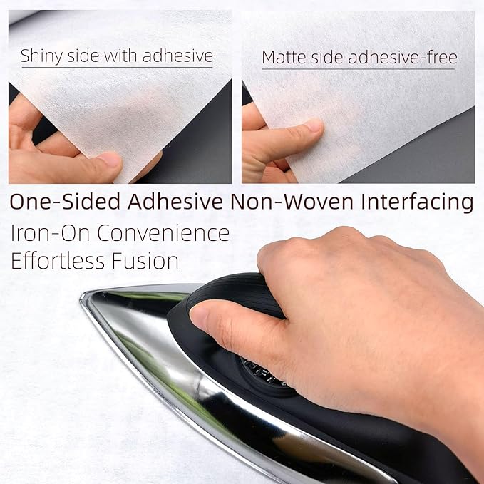 ANXINZENITH Heavy Weight Fusible Interfacing for Sewing-11.8" x 30.6 Yards,White Iron-On Non-Woven Fabric Stiffener,Suitable for Quilting,Crafts,Clothing,and Home Decor Sewing Materials（100g/㎡）