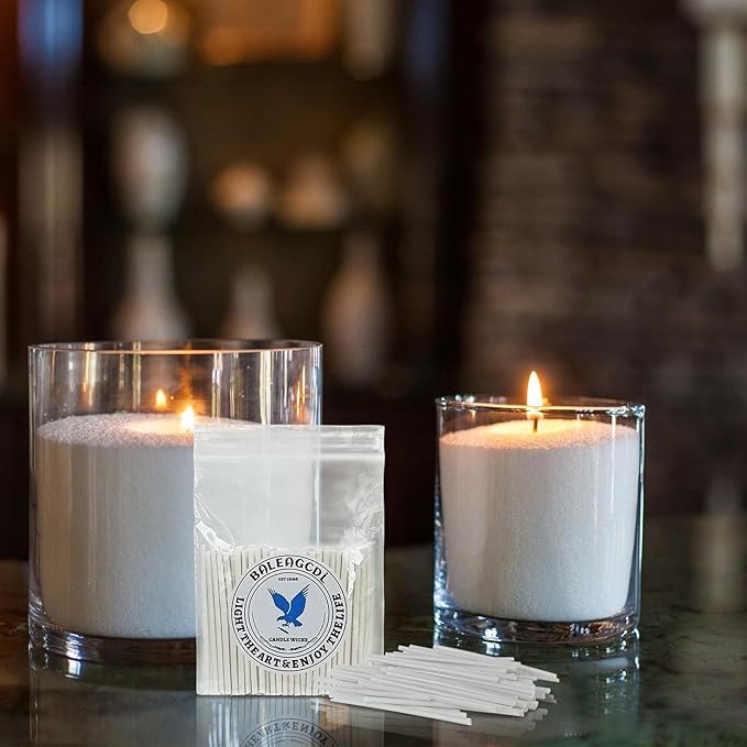 Pearled Candle Extra Wicks 400 Pack for Pearled Candle Making - 2 Inch White Cotton Candle Wicks in Bulk for Candle Making DIY