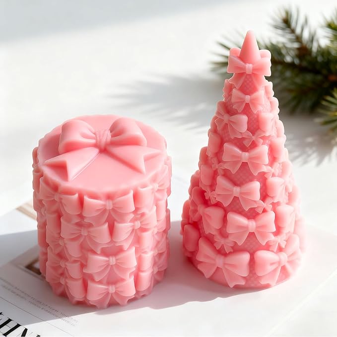 Candle Mold for Candle Making, 3D Column Silicone Mold for Resin Casting DIY Plaster Polymer Clay Home Decoration (Bow Knot)