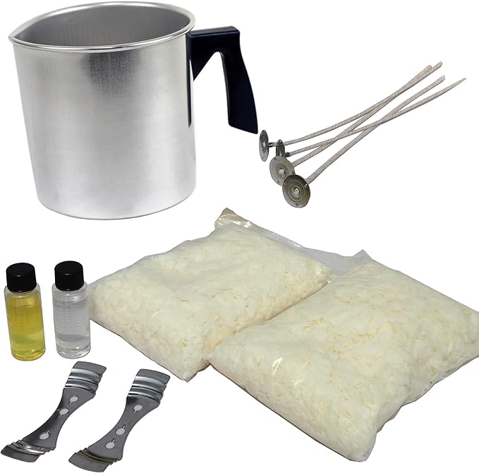 Soy Candle Making Kit & Supplies: Complete DIY Set with 2 LB Soy Wax, Vanilla & Lavender Scents, Wicks + Holders & Pitcher