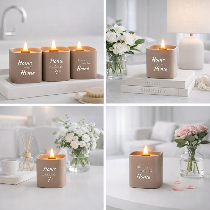 Set of 3 Premium Scented Soy Candles Gift Set | Home Collection – White Musk, Bamboo Forest & Peony Garden | Crackling Wood Wick | Luxurious Candles for Relaxation, Home Décor & Gifts | 9.8oz Each