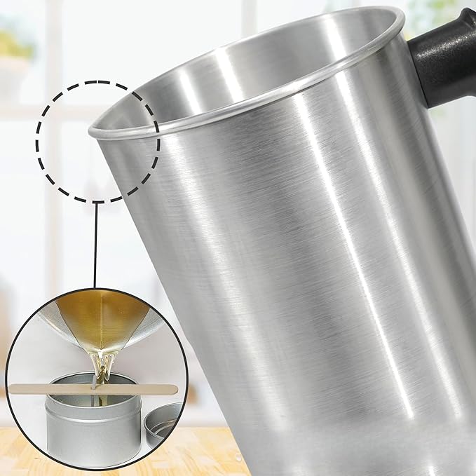 Nixef Light Candle Making Pouring Pot, 1.8L, 60.8 oz,Dripless Pouring Spout & Heat-Resisting Handle Designed Wax Melting Pot, Aluminum Construction Candle Making Pitcher