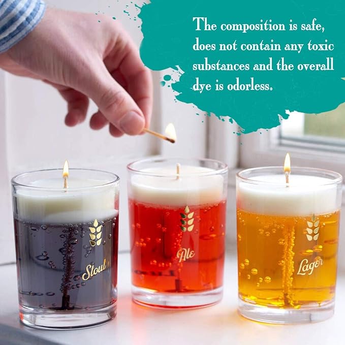 YRYM HT Candle Dye - 16 Popular Vibrant Colors Candle Making Liquid Oil-Based Dye for Wax - Safe and Natural (16 Bottle)