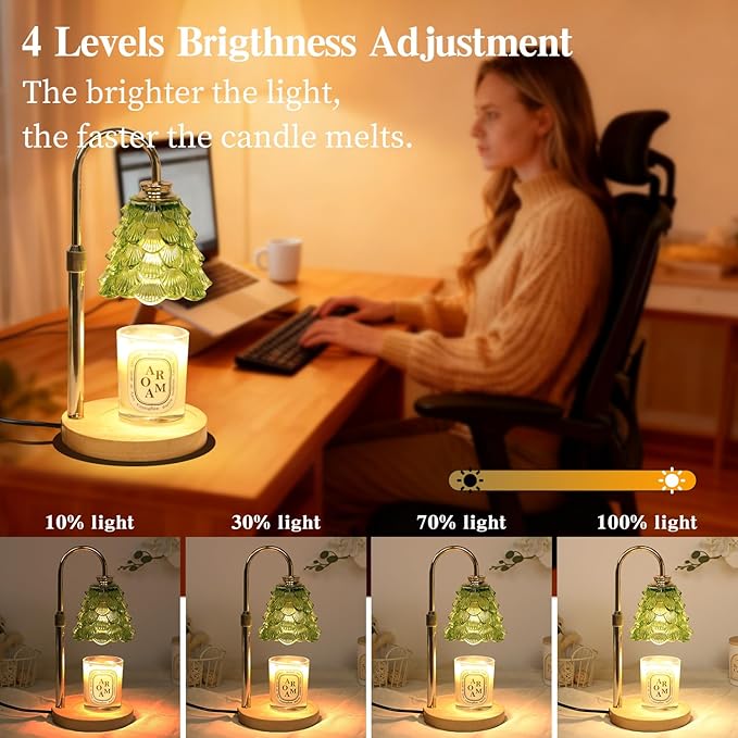GEEZO Fragrance Candle Warmer Lamp，Electric Candle Warmer with Timer & Dimmer，Mom Christmas Birthday Gifts for Women, House Warming Gifts New Home Bedroom Decor
