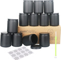 MILIVIXAY 12 Pack 8 OZ Thick Glass Matte Black Candle Jars with All Black Metal Lids-Bulk Empty Candle Jars for Making Candles-Canning Jar for Spice, Liquid, Sample- Dishwasher Safe.