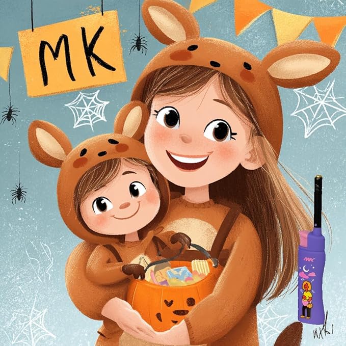 MK Lighter Collector’s Edition Refillable Candle – Multipurpose Jet Flame Butane with Long Wand for Indoor & Outdoor Use Gift Couples Friends Family (Trick Or Treat-5pc)