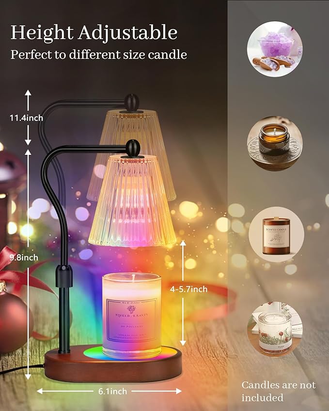 Engpure Candle Warmer Lamp with 7 LED Colors Lamp,Candle Warmer with Timer Dimmer Adjustable Height,Christmas Gift for Women Mom,Birthday Gifts for Women Mom