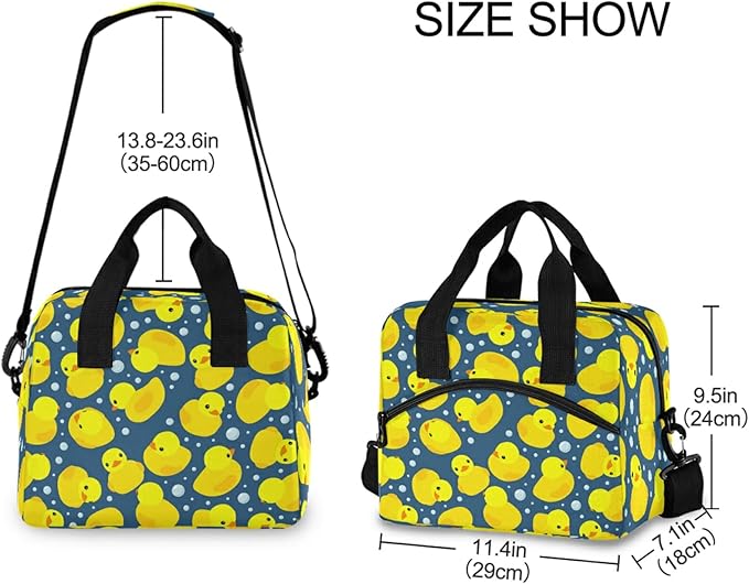 CBBYY Rubber Ducks Lunch Bags for Women Men, Reusable Insulated Lunch Box, Adjustable Shoulder Straps Tote Lunch Bag for Work Picnic School
