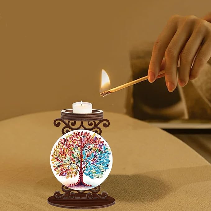 Diamond Painting Taper Candle Holders Diameter 5cm Candlestick Holders Centerpieces Candlestick Holders Candle Stick Holders for Home Decoration Party Housewarming Gifts Tree of Life