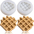 Wehous 2PCS Waffle Silicone Candle Molds, Waffles Bread Shape Candle Soap Mold, Silicone Fondant Chocolate Candy Dessert Cake Decor Mould, Mold for DIY Casting Clay Art Crafts Ornament