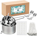 DIY Candle Making Kit for Adults Beginners for Melting Chocolate, Soap, Wax, Includes Double Boiler Pot Set, Candle Wicks, Wick Stickers, Wick Holders, Spoon