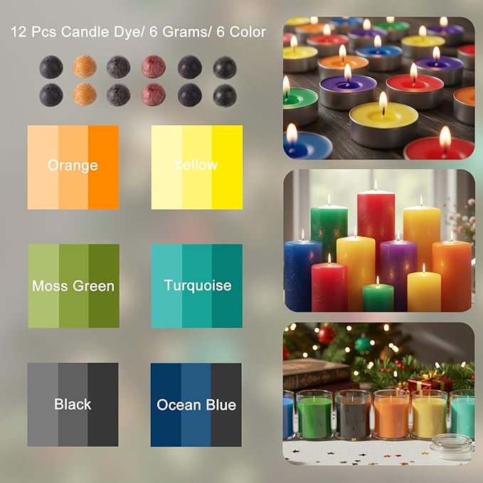 LAMORGIFT Beeswax Candle Making Kit with Wax Melter for Adults- Natural Bees Wax with Candle Supplies, 4 Jars& 4 Tins, Melting Pot and More, Colored Scented Candle DIY Kit Set