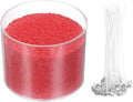 MECCANIXITY Pearled Sand Candles with 20 Pcs Wicks 7Oz / 200g Candle Beads Refillable Powder Sand Wax Making Kit for Thanksgiving Christmas Wedding Party DIY Home Crafts, Red
