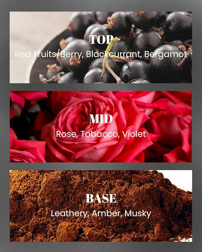 M&SENSE Tobacco Leather Berries Vegan Soy Candles, Heavy Scented 10oz 42-Hour Long Burning, Winter Home Fragrance for Cozy Relaxation, Housewarming New Year Gifts for Men & Women