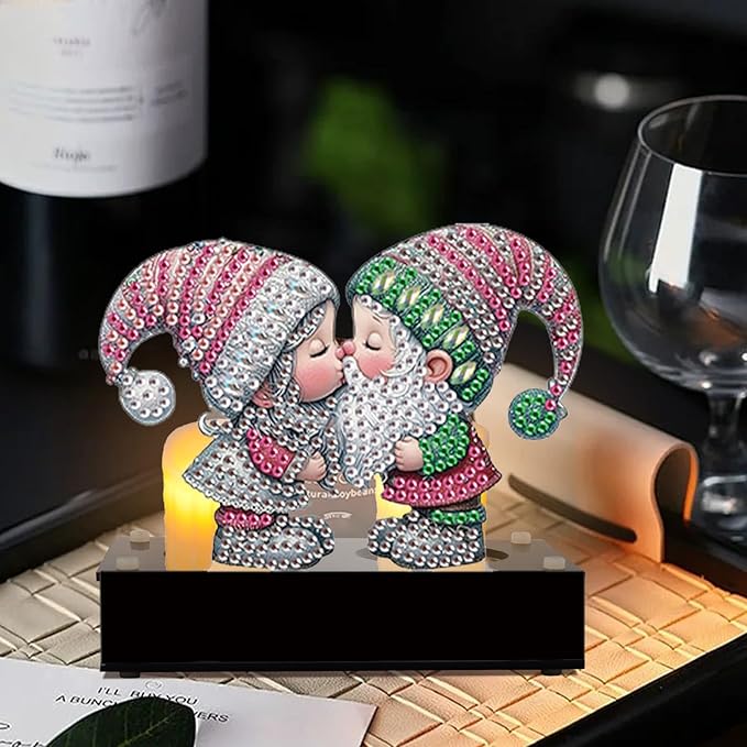TDFERAN Diamond Painting Candlestick Holders 12x11cm Christmas Paint by Numbers Kit for Adults Candle Holders Dining Table Decor Holder for Table Candle Sticks Decor Christmas Gnome