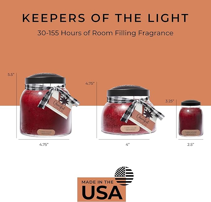 A Cheerful Giver — Farm House Memories - 34oz Papa Scented Candle Jar with Lid - Keepers of the Light - 155 Hours of Burn Time, Gift for Women, Red