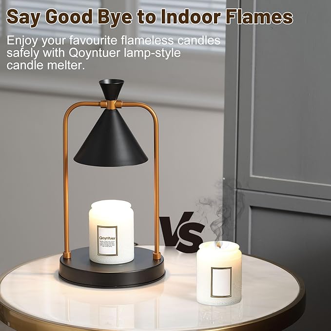 Candle Warmer Lamp with Timer Dimmer, Birthday Gifts for Women Mom, House Warming Gifts New Home Room Decor, Plug-in Operated Wax Melt Warmer for Scented Jar Candles (Black)