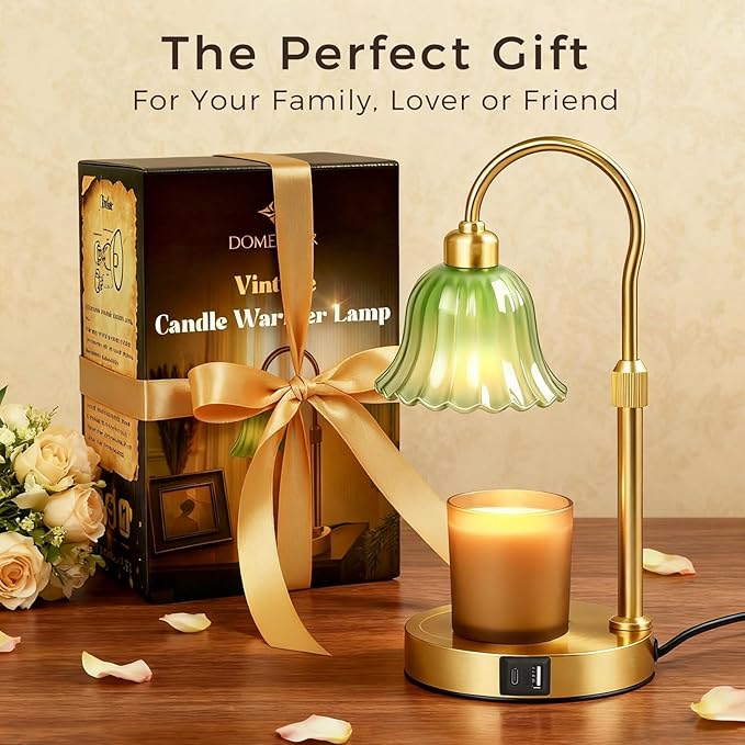 DomeStar Green Candle Warmer Lamp, Flower Wax Melt Lamp with Timer Cottage Core Decor Mother Day Gift for Woman