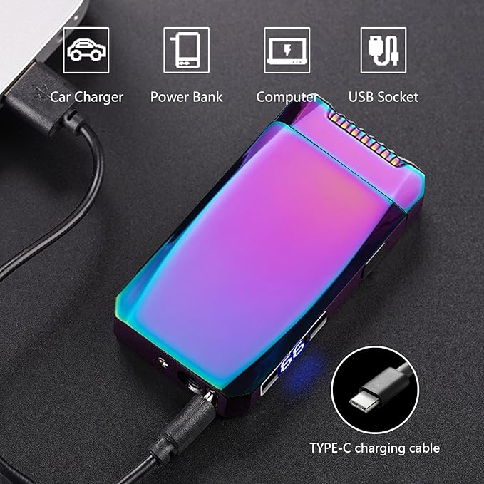 YOZWOO Rechargeable Electric Lighter USB C Electronic Lighters High Power Flame Arc Plasma Lighter Windproof Camping Lighters with Long Battery Life for Home and Outdoor (Magic)