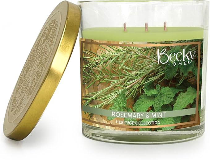 3 Wick Candle, 14.5oz Rosemary Mint Candle, 3 Wick Candles, Big Candle, Three Wick Candles, Candles 3 Wick