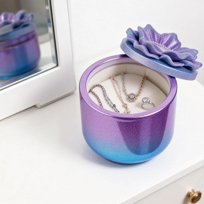 1Pc Jar Epoxy Resin Casting Mold with Poppy Flower Lid Jewelry Storage Box Container Silicone Mold for DIY Plant Flowerpot Vase Candle Holder Concrete Art Craft Home Decor Polymer Clay