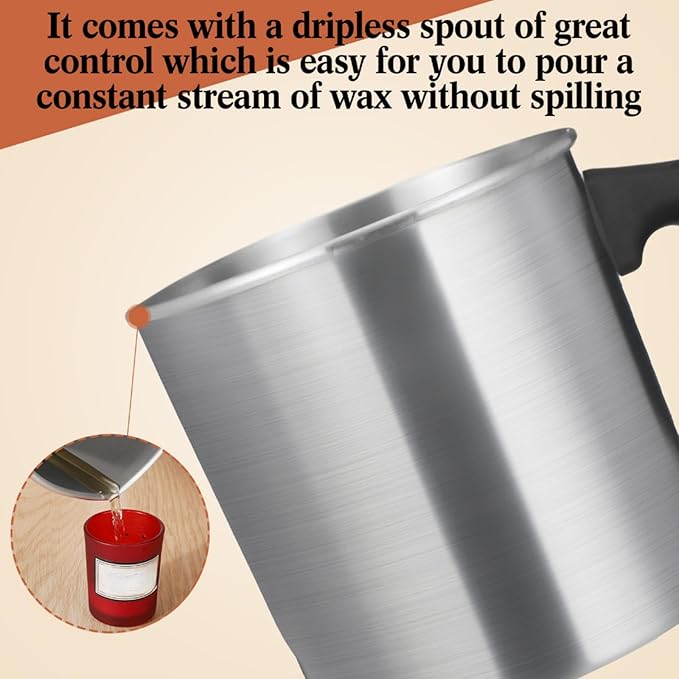 Ziliny 4 Pcs Candle Making Pouring Pot Wax Pouring Pitcher with Dripless Spout and Heat Resisting Handle Aluminum Wax Melter for Christmas DIY Candle Making Kits Gift(1.8 L)