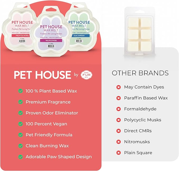 Pet House Vanilla Crème Brulee Wax Melts - Long-Lasting Scented Wax Melts Plant Based, Pet Friendly Pack of 2