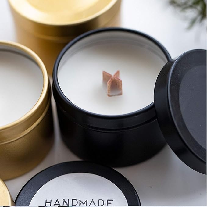 Unixing 24Pcs 4oz Candle Tins for DIY Candle, Metal Candle Container Tins for Candle Making Gold Champagne Black Silver Container Tins