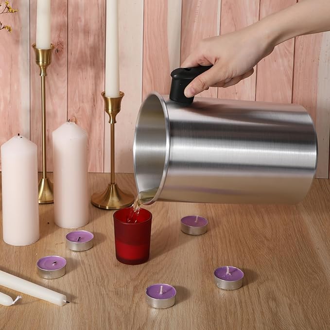 Ziliny 4 Pcs Candle Making Pouring Pot Wax Pouring Pitcher with Dripless Spout and Heat Resisting Handle Aluminum Wax Melter for Christmas DIY Candle Making Kits Gift(3 L)