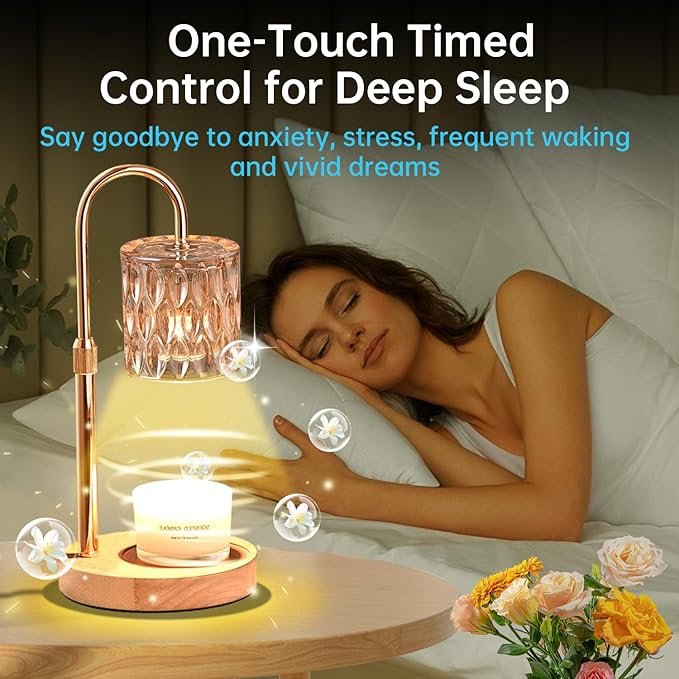 Candle Warmer Lamp with Timer Dimmable, Adjustable Height, House Warming Gifts New Home Decor, Mothers Day Birthday Gifts for Mom Women, Bedroom Decor with 2 Bulbs (Elegant Teardrop)