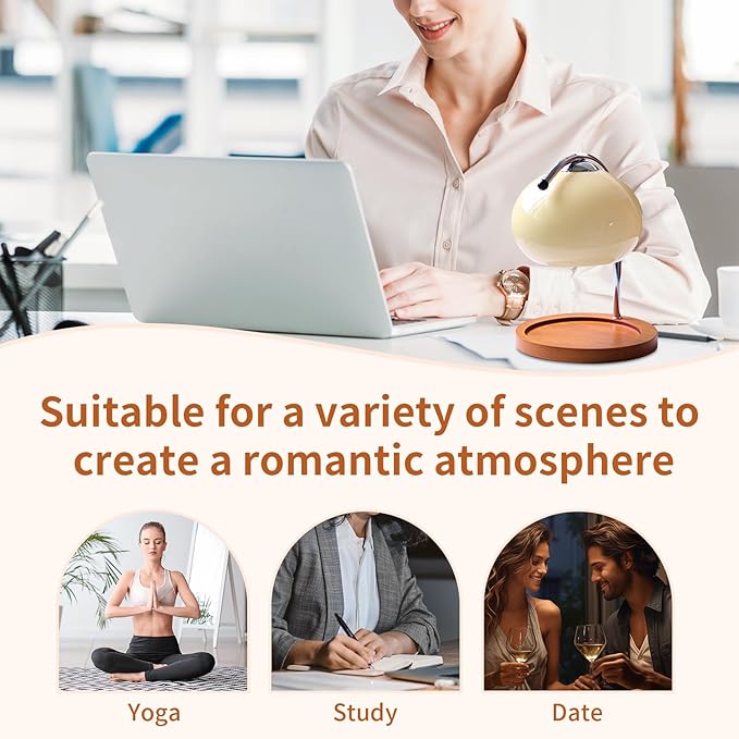Topyond Candle Warmer Lamp with Extra-Large Solid Wood Tray, Candle Warmer, Dimmable Vintage Aromatherapy Table Lamp, Bedroom Desk Decor Gift for Women and Home Decorators Valentine's Day